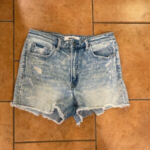 Mica Washed Light Blue Distressed Denim Shorts
